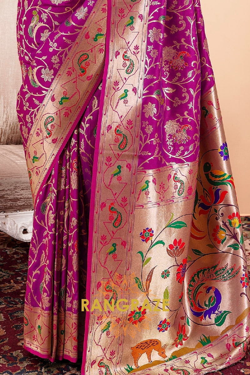 Royal Orchid Woven Paithani Saree