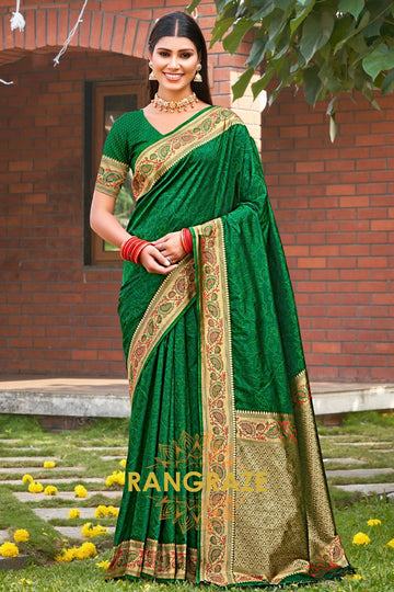 Eternal Green Kanjivaram Silk Woven Zari Saree