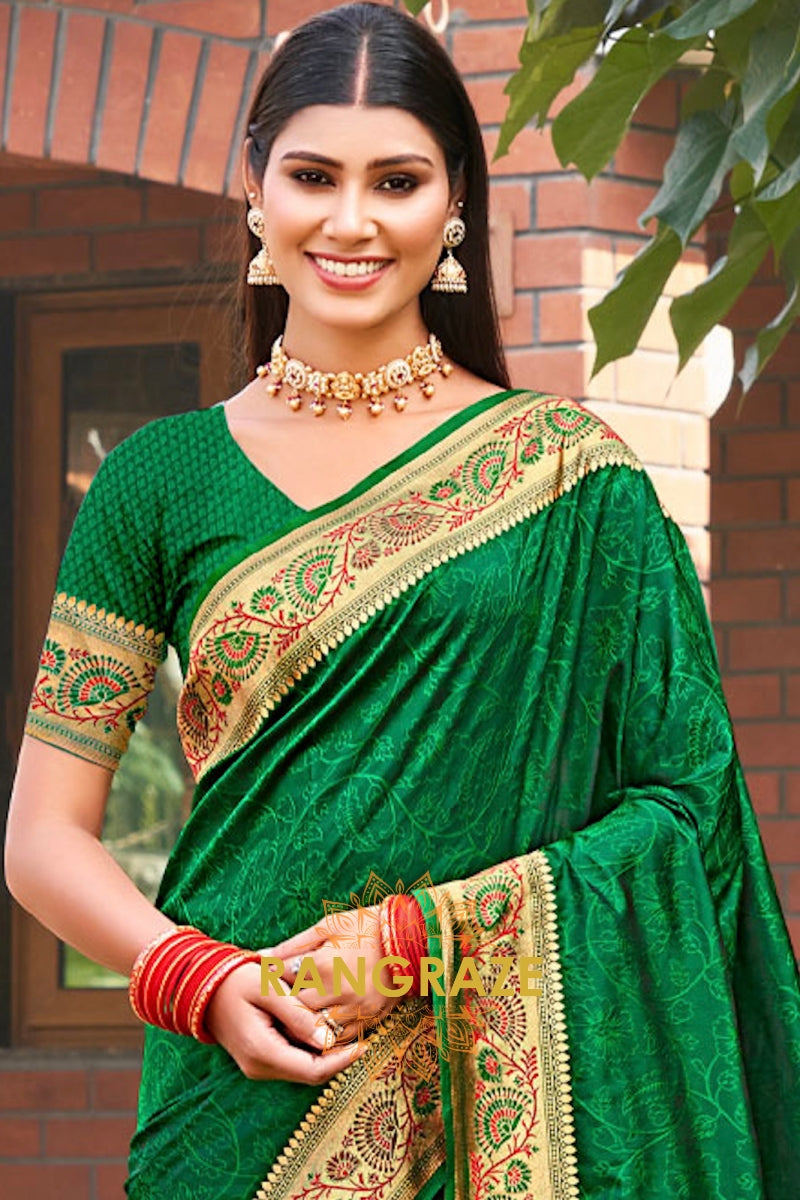 Eternal Green Kanjivaram Silk Woven Zari Saree