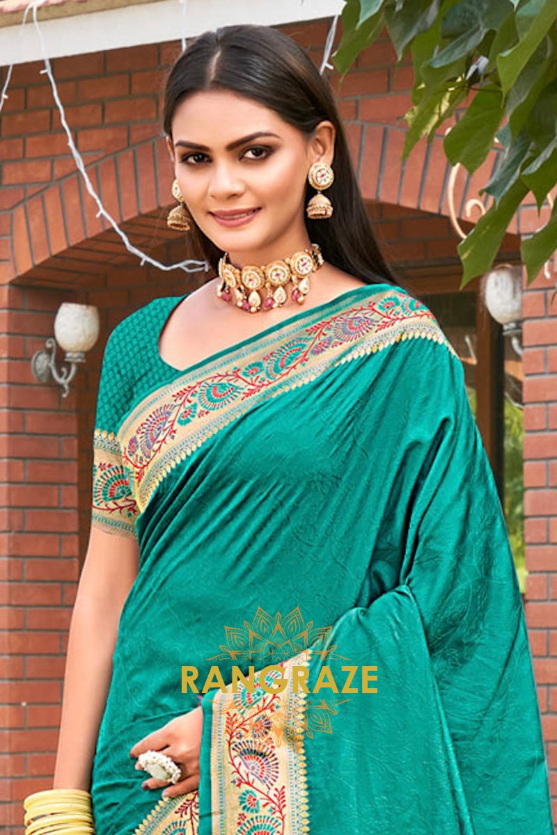 Eternal Turquoise Kanjivaram Silk Woven Zari Saree