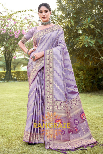 Noble Purple Woven Zari Kanjivaram Silk Saree