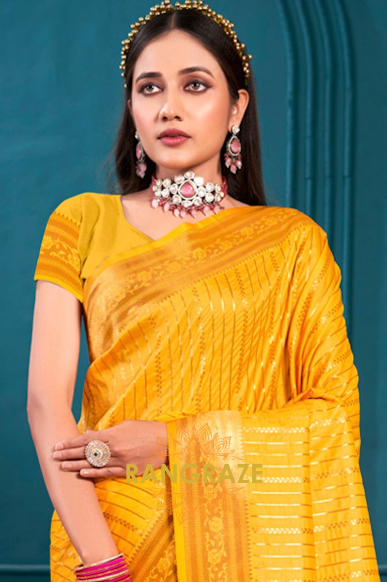 Golden Yellow Golden Zari Work Paithani Silk Saree