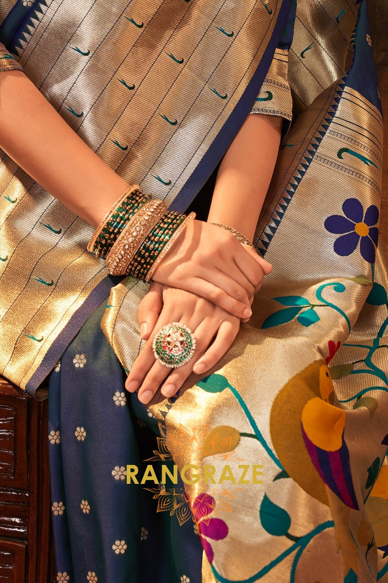 Sapphire Elegance Woven Paithani Saree
