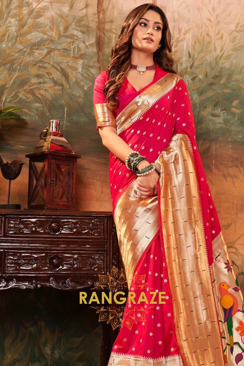 Rosette Glow Woven Paithani Saree