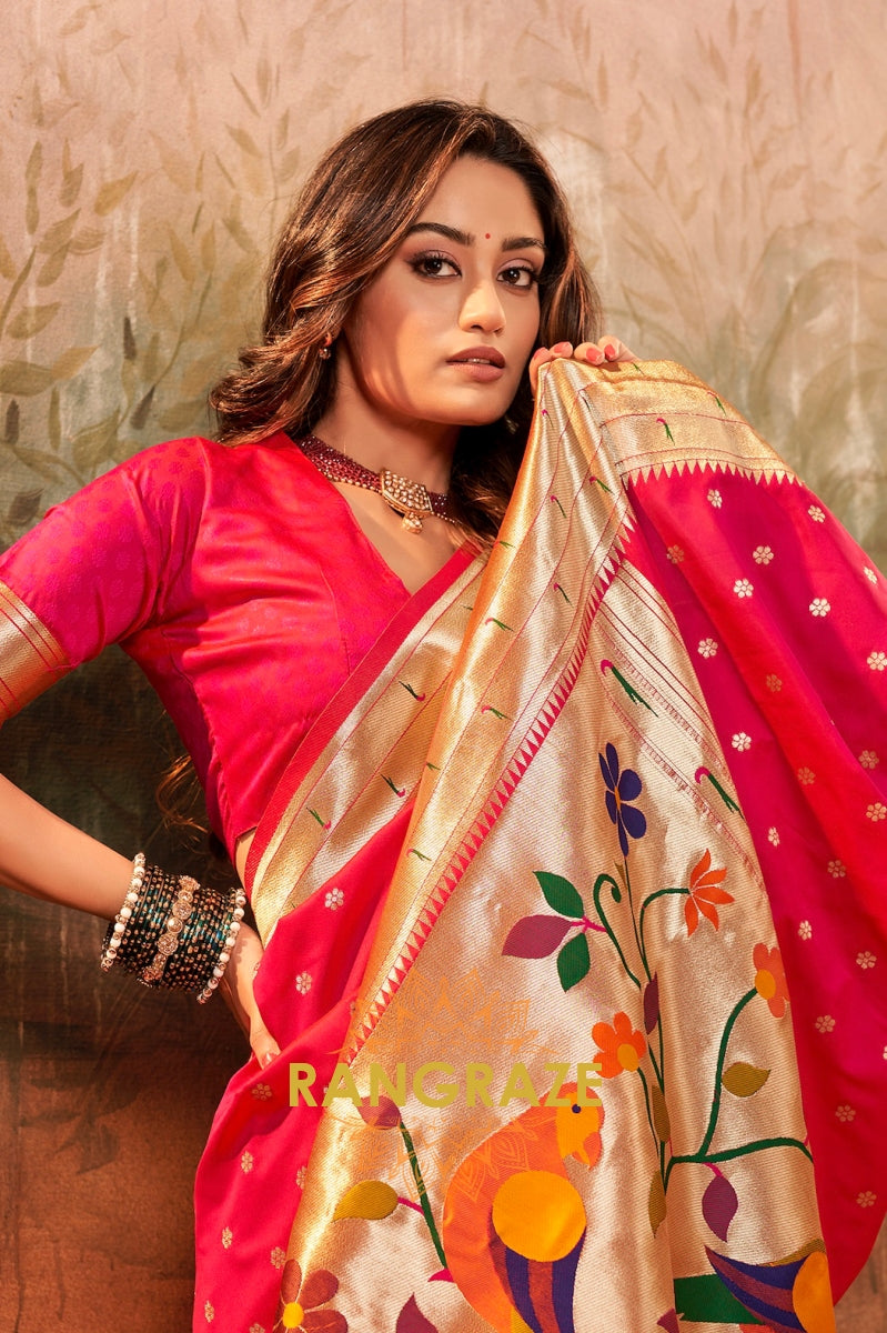 Rosette Glow Woven Paithani Saree