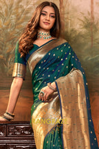 Emerald Grace Woven Paithani Saree