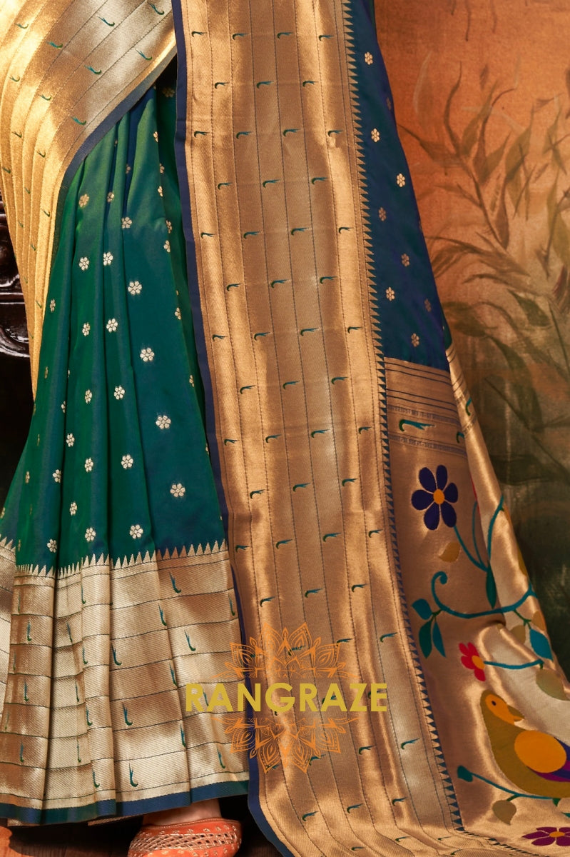 Emerald Grace Woven Paithani Saree