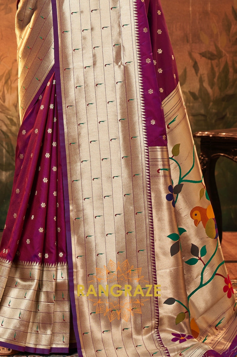 Plum Royale Woven Paithani Saree