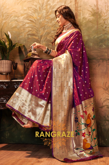 Plum Royale Woven Paithani Saree