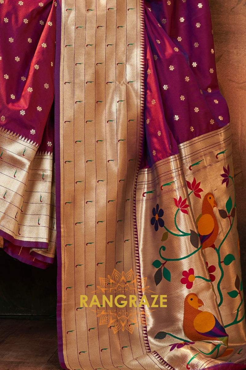 Plum Royale Woven Paithani Saree