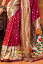 Magenta Bloom Woven Paithani Saree