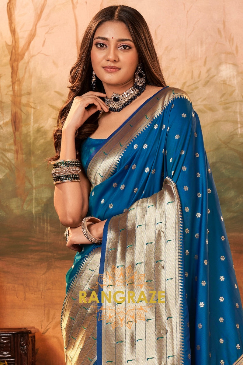 Azure Charm Woven Paithani Saree