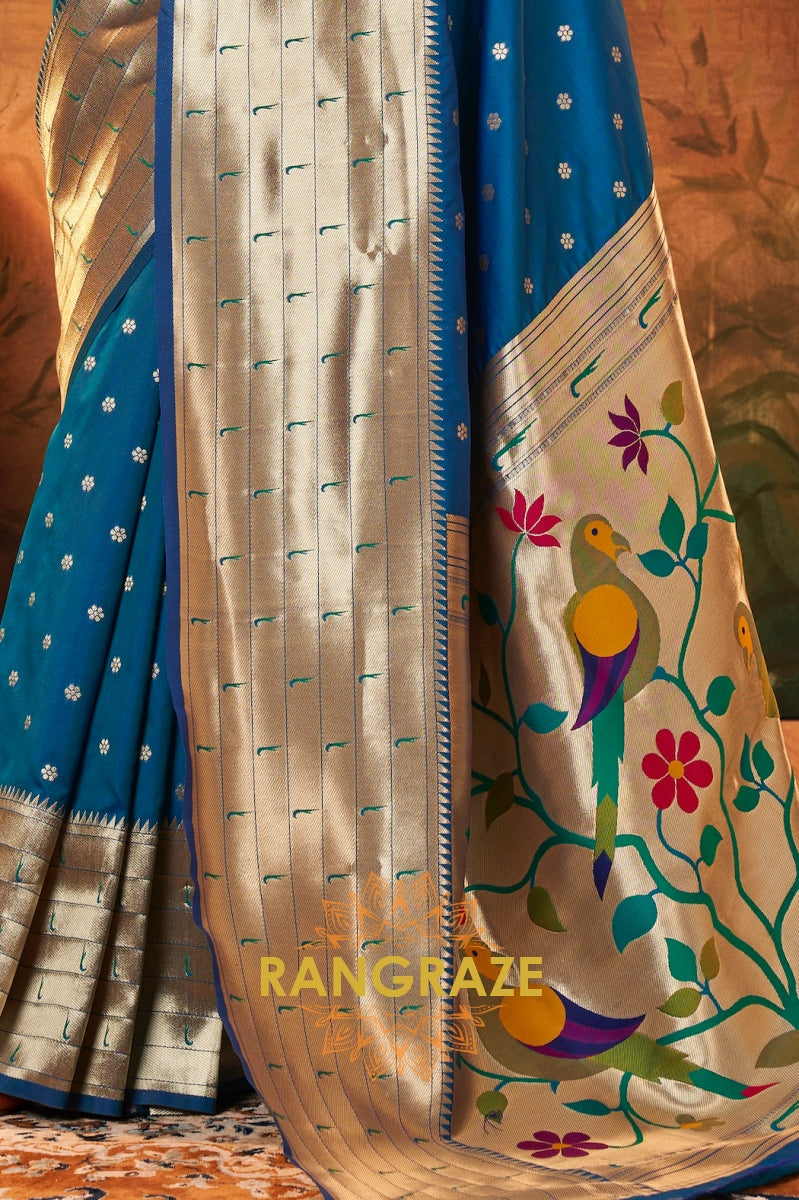 Azure Charm Woven Paithani Saree