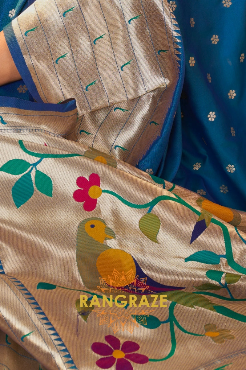 Azure Charm Woven Paithani Saree