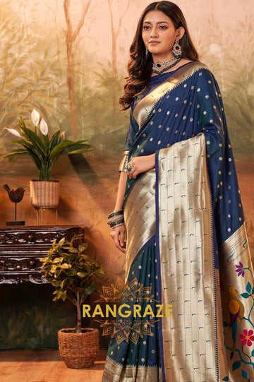 Sapphire Elegance Woven Paithani Saree