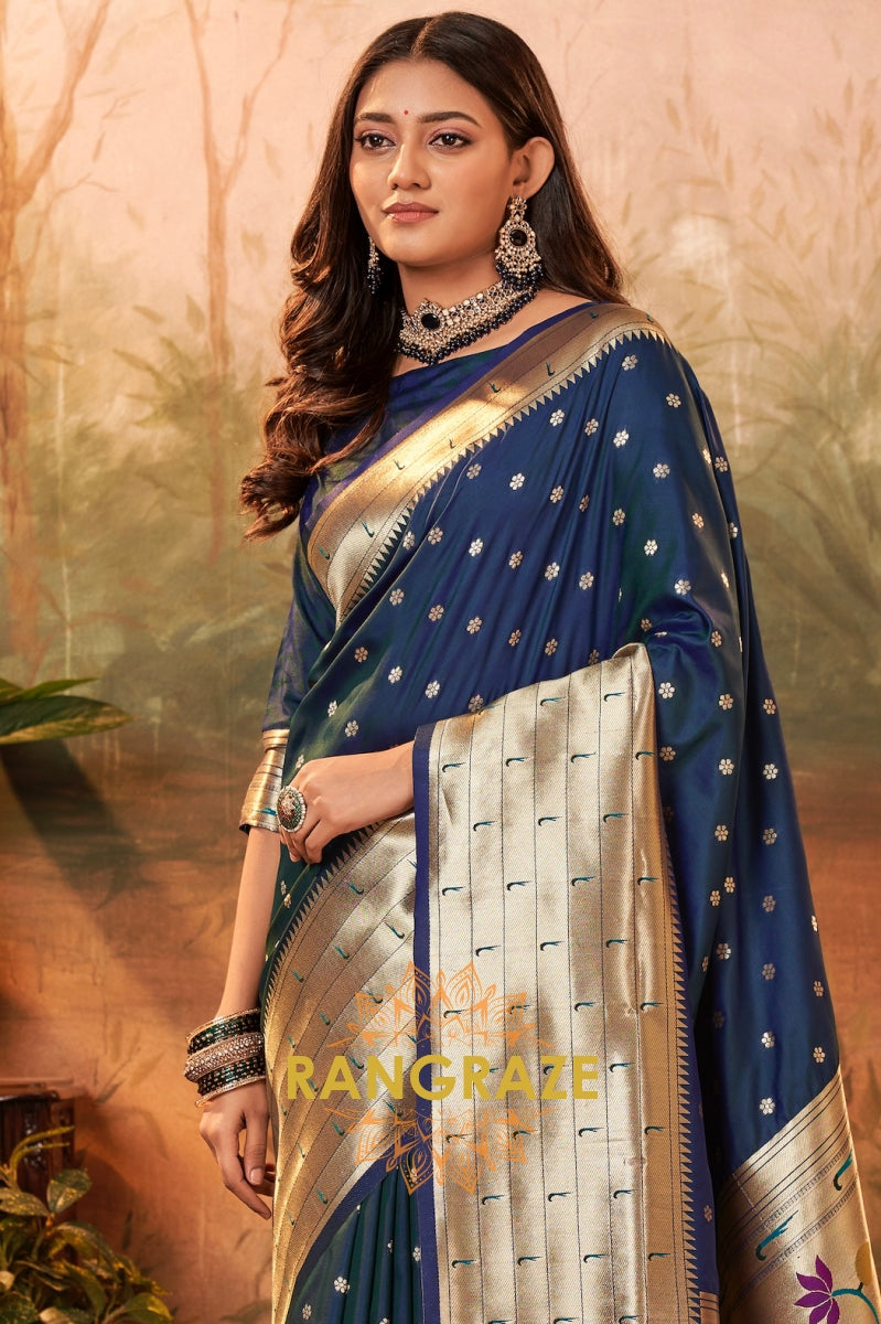 Sapphire Elegance Woven Paithani Saree