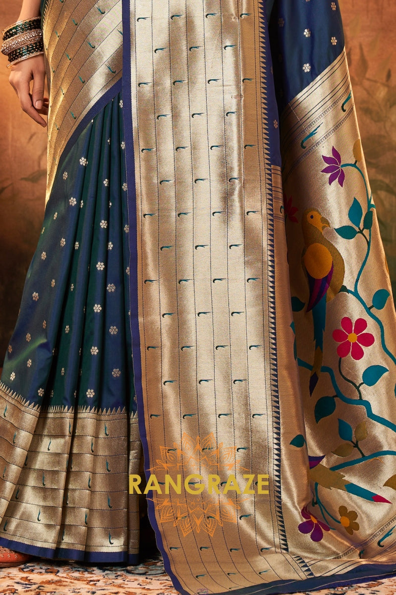 Sapphire Elegance Woven Paithani Saree