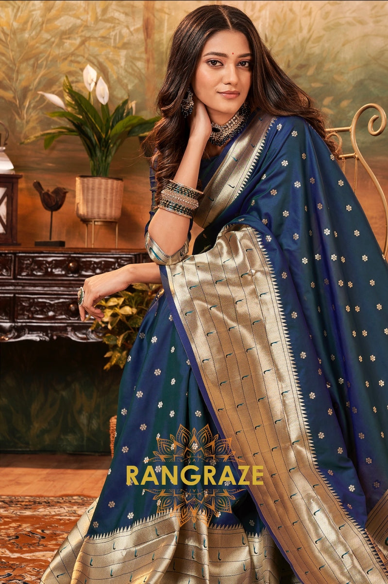 Sapphire Elegance Woven Paithani Saree