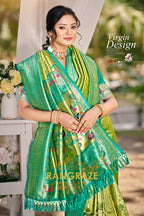 Emerald Bliss Kanjivaram Silk Saree with Paithani Pallu