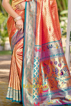 Scarlet Glow Kanjivaram Silk Saree with Paithani Pallu