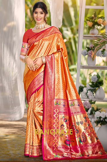 Regal Red Kanjivaram Silk Saree with Paithani Pallu
