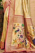 Champagne Gold Paithani Pallu Kanjivaram Silk Saree