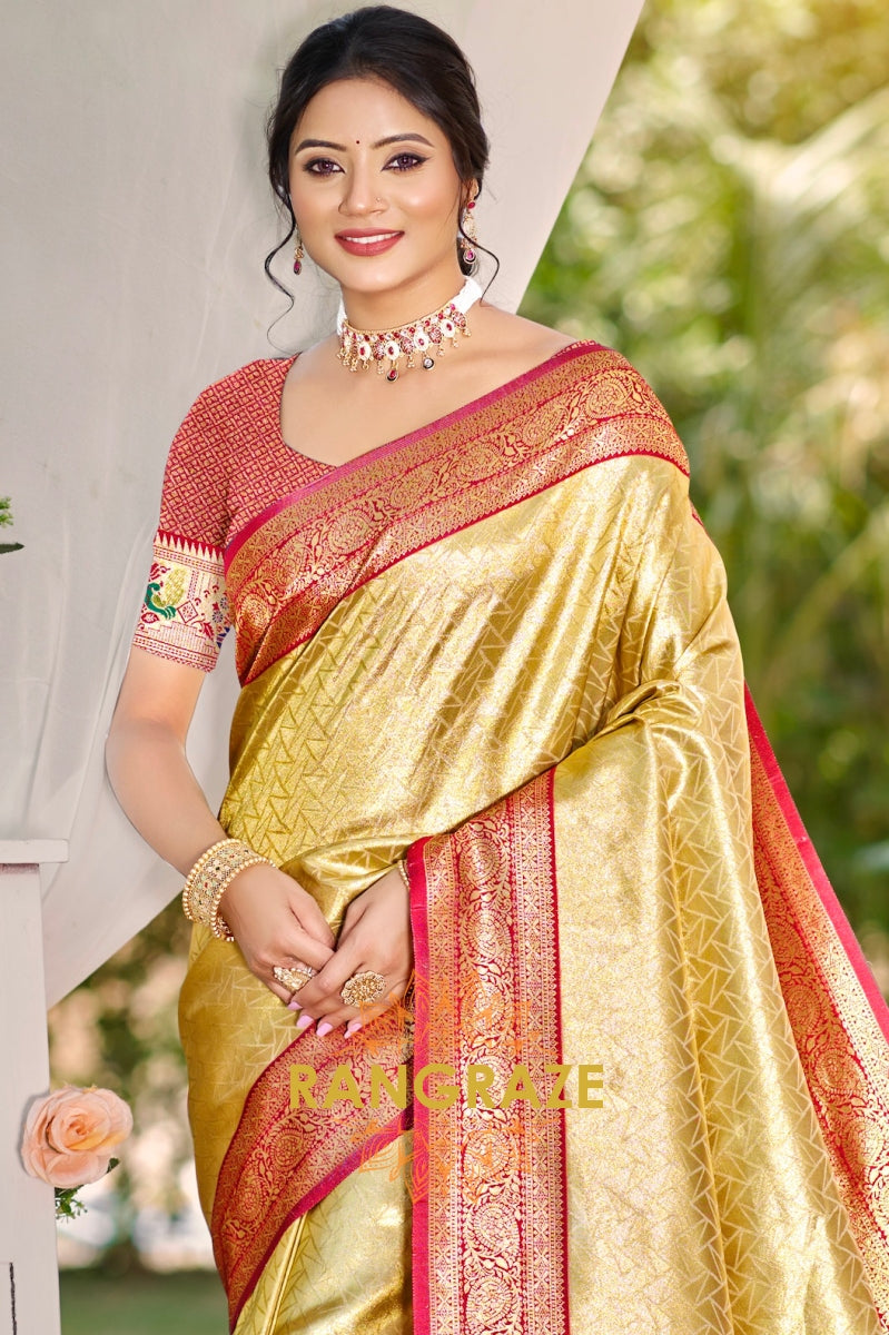 Golden Glory Kanjivaram Silk Saree with Paithani Pallu