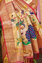 Champagne Gold Paithani Pallu Kanjivaram Silk Saree