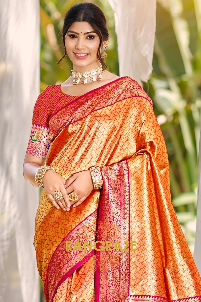 Regal Red Kanjivaram Silk Saree with Paithani Pallu