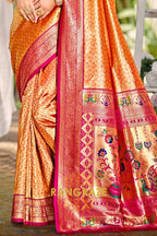 Regal Red Kanjivaram Silk Saree with Paithani Pallu