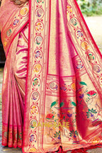 Pink Paithani Silk Saree with Traditional Motifs