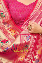 Pink Paithani Silk Saree with Traditional Motifs