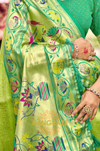 Green Paithani Silk Saree with Traditional Motifs