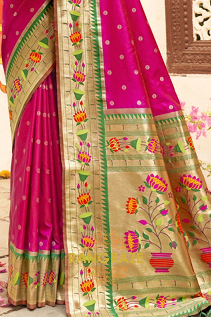 Alluring Green Heavy Zari Pallu Paithani Silk Saree
