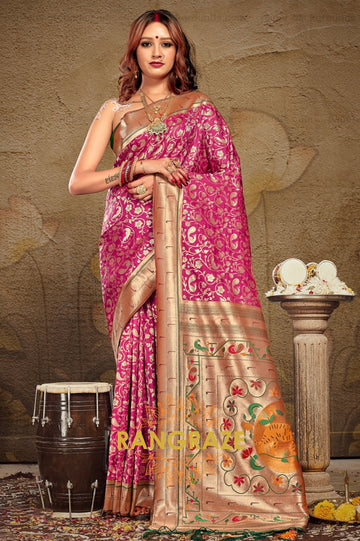 Charming Magenta Heavy Zari Pallu Paithani Silk Saree