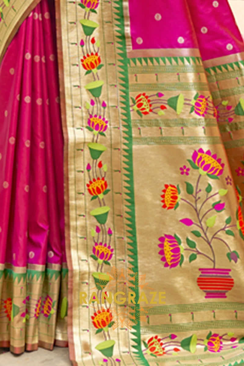 Alluring Green Heavy Zari Pallu Paithani Silk Saree