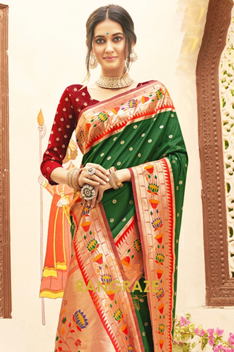 Alluring Magenta Heavy Zari Pallu Paithani Silk Saree