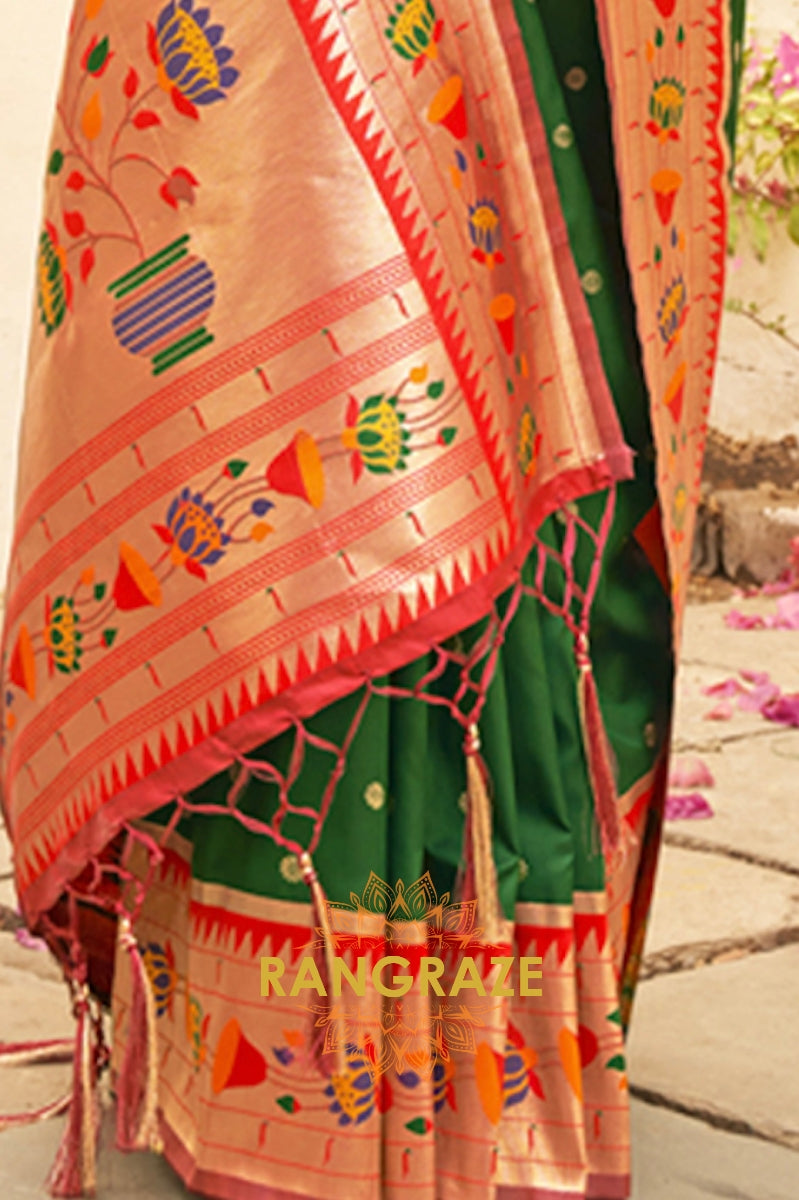 Alluring Magenta Heavy Zari Pallu Paithani Silk Saree