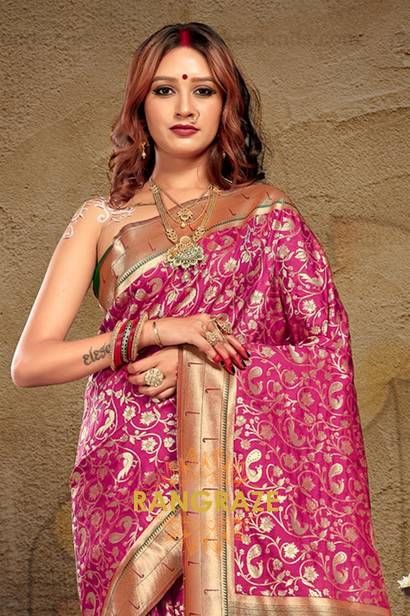 Charming Magenta Heavy Zari Pallu Paithani Silk Saree