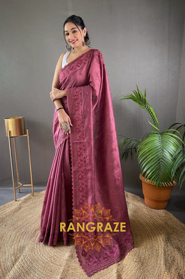 Maroon Pure Matka Silk Soft Saree With Beautiful Work And Cutwork Border