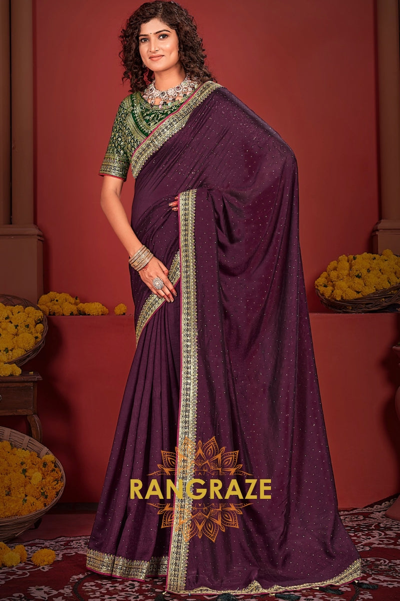 Majestic Amethyst Elegance Silk Saree