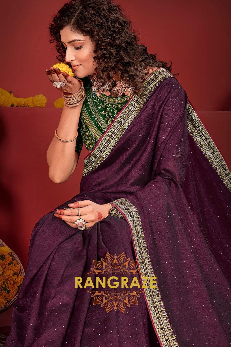 Majestic Amethyst Elegance Silk Saree