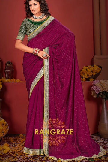 Wine Majestic Blossom Saree