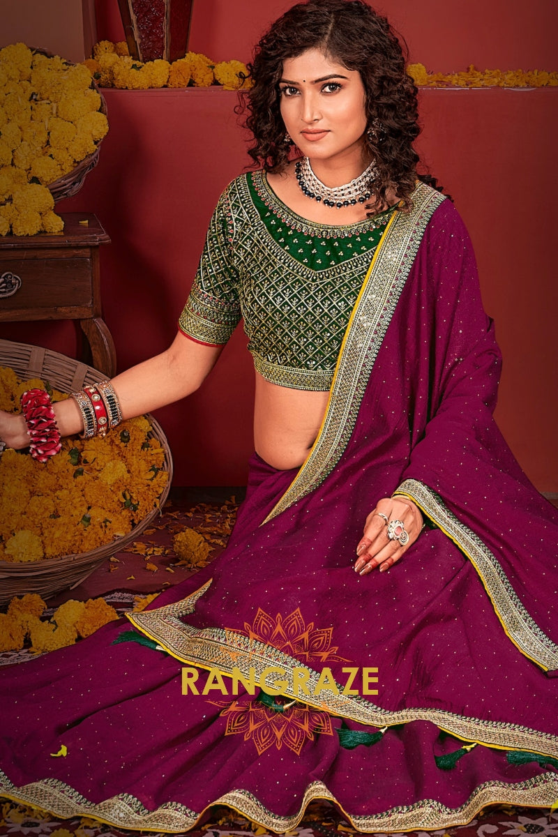 Wine Majestic Blossom Saree