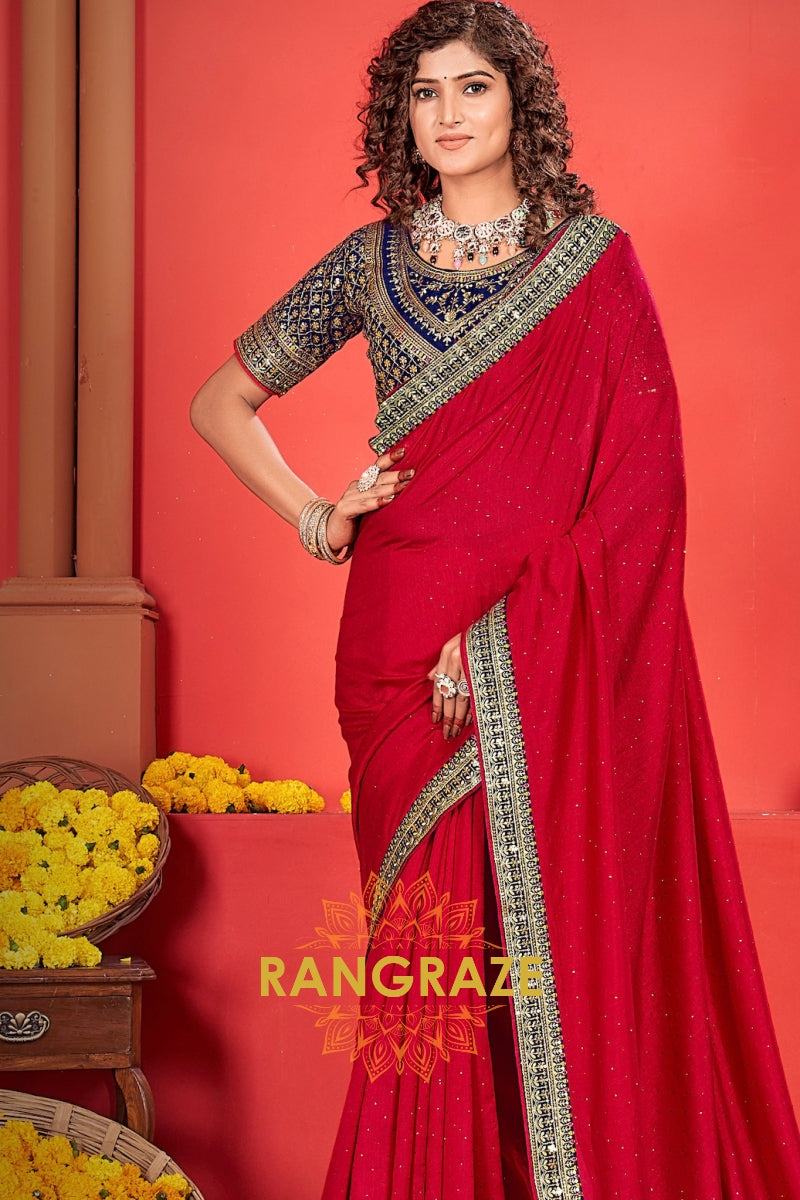 Fuchsia Royale Embroidered Silk Saree