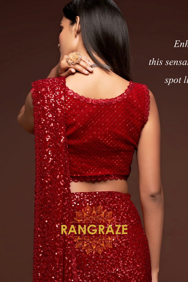 Ruby Glam Premium Georgette Designer Sequin Saree