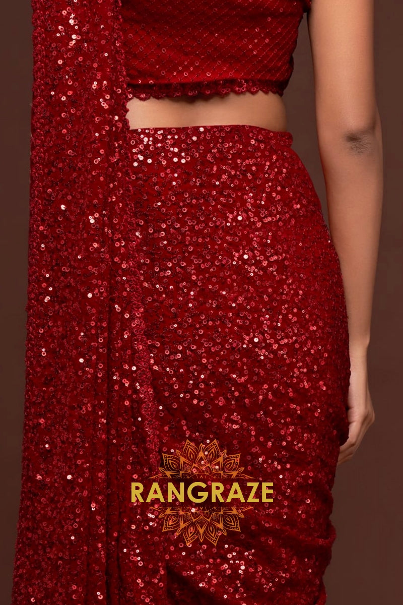 Ruby Glam Premium Georgette Designer Sequin Saree