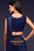Midnight Blue Premium Georgette Designer Sequin Saree