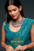 Teal Premium Georgette Designer Sequin Saree