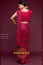 Berry Red Premium Georgette Designer Sequin Saree